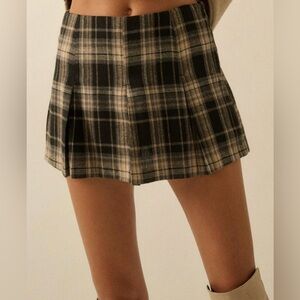 Ledin plaid pleated mini skirt  Lined Women’s  M School girl Preppy Earth tones